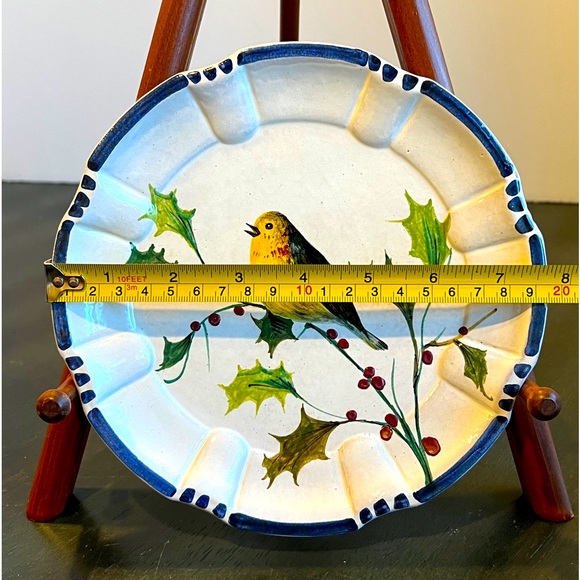 VTG SC Decorative Plate. Handpainted Bird On A Cranberry Branch - Picture 2 of 4